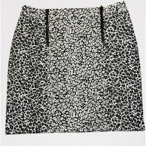 Ann Taylor Mini Skirt Double Zipper Animal Print Black White Size 6P